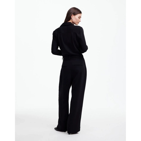 Madewell $198 Tie-Waist Straight-Leg Jumpsuit Black Size 10 NT362 NWT - Picture 3 of 4